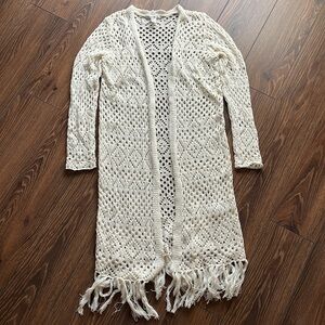 (NWOT) Forever 21 Long Knit Cardigan/Coverup - White/Cream